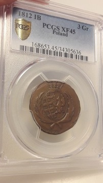 3 grosze 1812 IB PCGS XF45 NGC KsięstwoWarszawskie