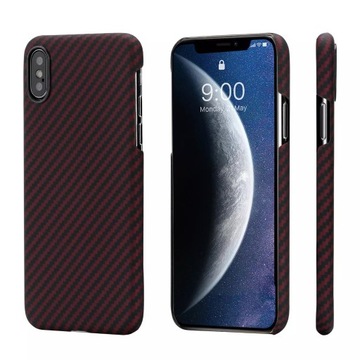 Etui iPhone XS Pitaka Black/Red Plain Aramid Case 