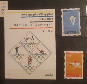 Znaczki, blok ,sport. Polska rocznik1964,czyste