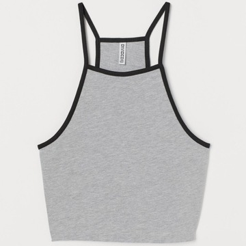 Krótki szary crop top na ramiączkach h&m divided L