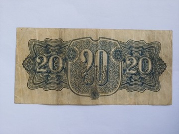 Banknot Czechy 20 koron 1944
