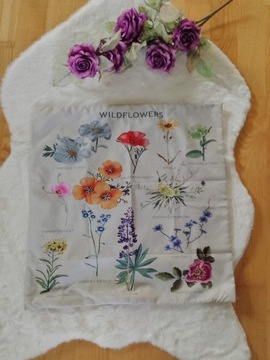 Poszewka na poduszkę botaniczna kwiaty satyna