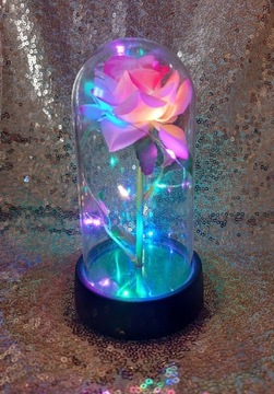 Wieczna róża sztuczna kwiat w słoiku lampka dzień 