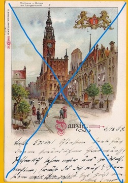 Gdańsk-Danzig ,Pocztówka z opisem 1899 rok . 