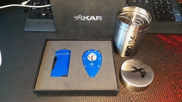 Xikar zestaw - obcinarka, zapalarka i popielnica samochodowa 