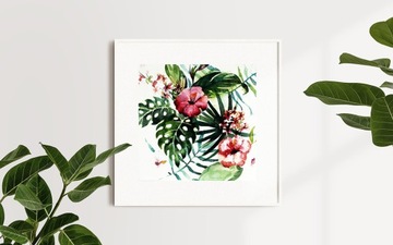 Kwiaty tropikalne obrazek 30x30cm papier 