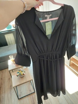 Sukienka czarna H&M S siatka