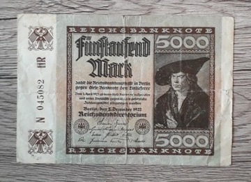 Niemcy 1922 - 5000 marek ser. N - Banknot