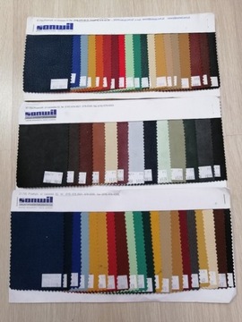 Wzorniki faktur i kolorów materiałów tapicerskich.