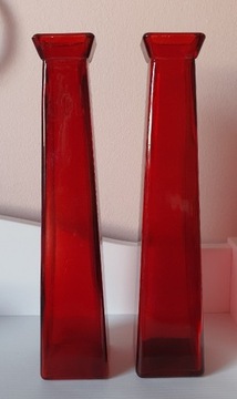 Wazony szklane czerwone rubinowe komplet 2 szt.