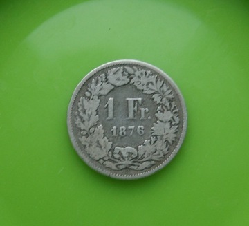 1 Frank 1876 rok Szwajcaria  srebro