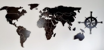 Mapa świata drewniana podswietlana led 