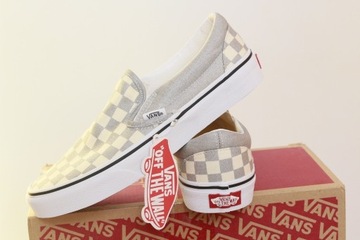 VANS classic slip-on checkerboard silvertrwht 38 5