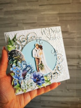 Kartka na ślub ślubna handmade scrapbooking 