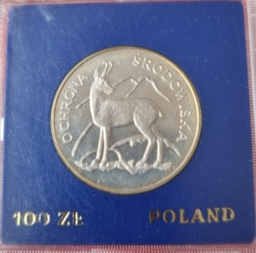 100 zł Kozica 1979 rok, srebro 625 ,mennicza 