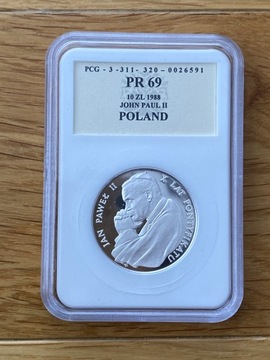 10 000 złotych 1988 Jan Paweł II X-lat PCG PR69 