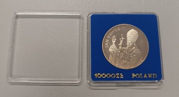 Moneta Jan Paweł II 10000 zł. 1987 r. piękna w niebieskim pudełku z epoki 