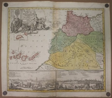 Maroko - Johan Baptiste Homann - 1728 rok - widoki miast !