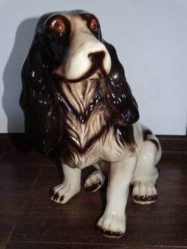 Duża Figurka Pies Cocker Spaniel Porcelana lata 70
