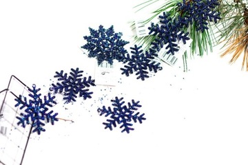 Dekoracje choinkowe Niebieskie śnieżynki 7 sztuk 