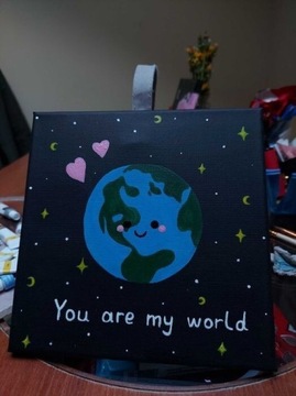 Obraz akrylem malowany ręcznie "You are my world" 