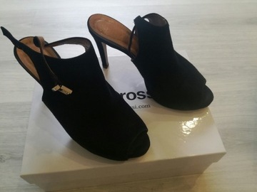 Czółenka GINO ROSSI ROZ. 39 CZARNE peep toe skóra