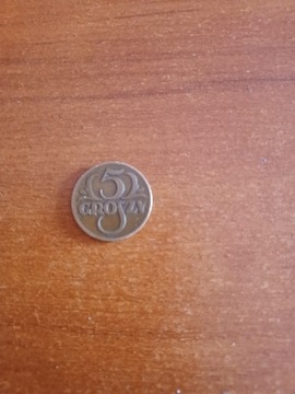 Moneta 5 gr 1928 rok
