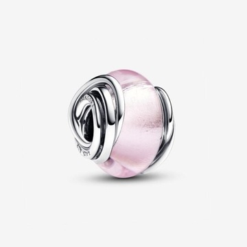 Pandora Charms ze srebra i różowego szkła Murano