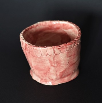 Ceramiczna różowa osłonka, wazon ręcznie zrobiona