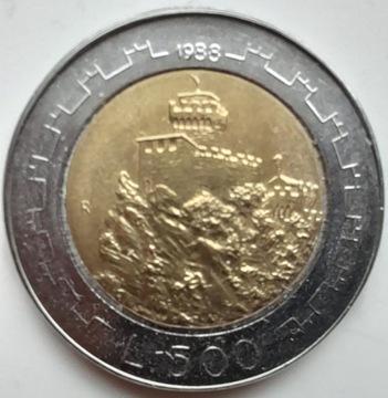 San Marino - 500 lira - 1988