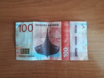 BANKNOT 100 KRONER 2016 NORGES BANK NORWEGIA