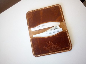 portfel na karty ze skóry, ręcznie robiony
