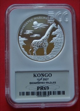 Żyrafa 10 Franków 2007 r.   - Kongo - GCN PR 69