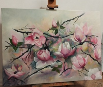 Obraz olejny "Magnolie" 70x50 cm 