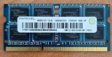 Pamięć RAM DDR3 4GB do laptopa 1600MHZ