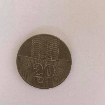 Moneta 20 zł z roku 1973r bez znaku menniczego