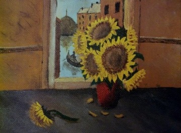 Obraz akryle- "Słoneczniki w wazonie" 