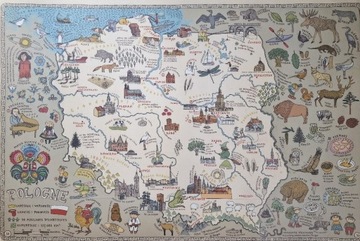 Unikat! Mizielińscy, mapa Polska, 210x174 cm