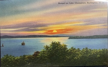 Pocztówka Zachód Słońca Jezioro Vermont USA 