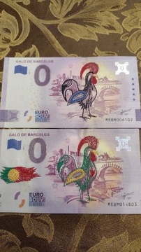 Banknoty 0 euro kolor galo de barcelos rzadkie 