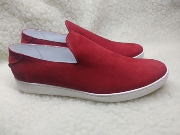 Czerwone buty wsuwane męskie slip on roz 45
