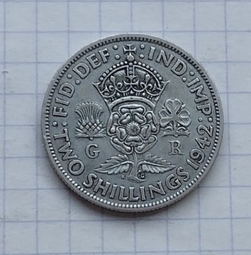 (478) Wielka Brytania 2 szylingi 1942 srebro 