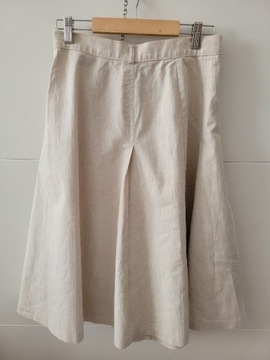 Vintage spódnica len +bawełna klasyk piaskowa 