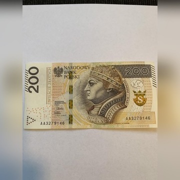 Banknot 200  zł seria AA 