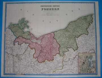 1857 ORYGINAŁ MAPA POMORZE Szczecin Słupsk Piła