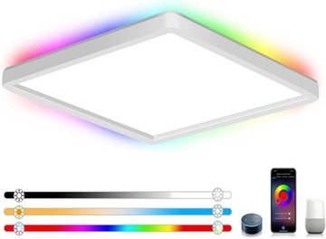 Plafon LED RGB, IP44, 24W, kwadratowy, 30x30cm