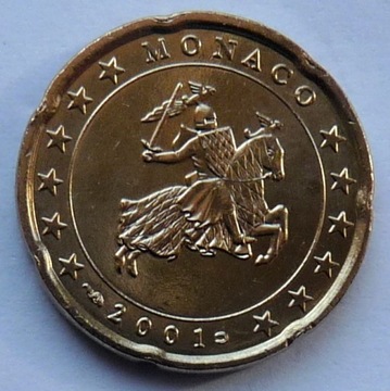 MONAKO  2001 - 20 CENTÓW UNC !!!!!!!