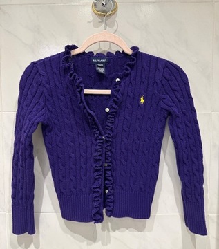 Ralph Lauren – fioletowy sweterek z falbankami
