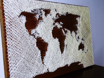 Mapa świata obraz string art