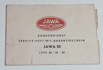 JAWA 50 Karta serwisowa / gwarancyjna lata 70 